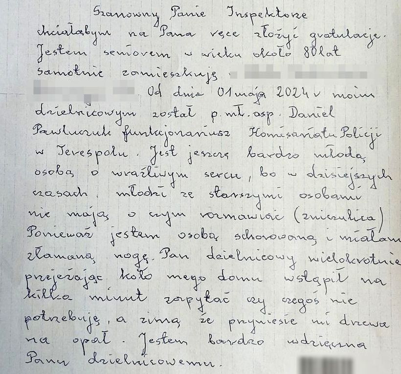 fragment listy seniorki do komendanta