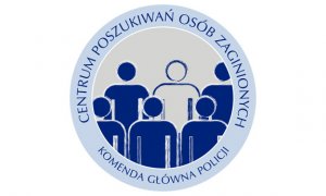 logo i napis Centrum Poszukiwań Osób Zaginionych Komenda Główna Policji
