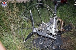 spalona motoparalotnia uczestnicząca w zdarzeniu