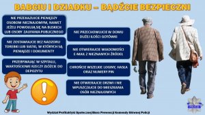 napis Babciu i dziadku bądźcie bezpieczni, ulotka informacyjna