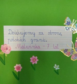 napis Dziękujemy za obronę polskich granic