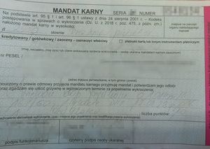 mandat karny na kwotę 2,5 tysiąca złotych