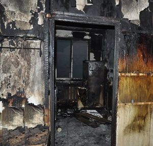 fragment spalonego wnętrza