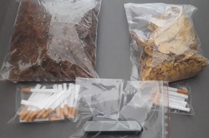 zabezpieczona krajanka tytoniowa, tytoń oraz wytworzone papierosy i papierowe gilzy z filtrem