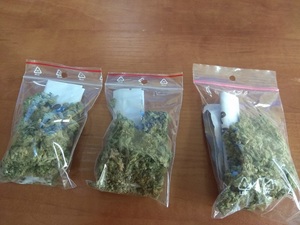 zielony susz w trzech foliowych woreczkach foliowych z zapięciem strunowym
