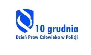 Napis 10 grudnia Międzynarodowy Dzień Praw Człowieka. Po lewej stronie logo przedstawiające fragment paragrafu. Jego górna część przedstawia fragment ludzkiej twarzy