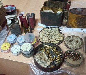 zabezpieczona amunicja w pudełkach