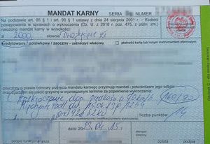 bloczek mandatu karnego kredytowanego
