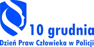 grafika przedstawiająca paragraf z wkomponowaną twarzą oraz napis 10 grudnia Dzień Praw Człowieka w Policji