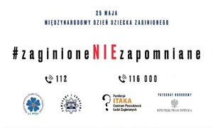plakat kampanii #zaginioneNIEzapomniane wraz z logo organizatorów kampanii