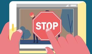 grafika hejtu na telefonie i znak STOP