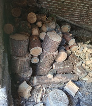 pocięte kawałki drewna