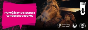 Plakat kampanii informacyjnej T-Mobile Polska i komendy Głównej Policji dot. systemu Child Alert.