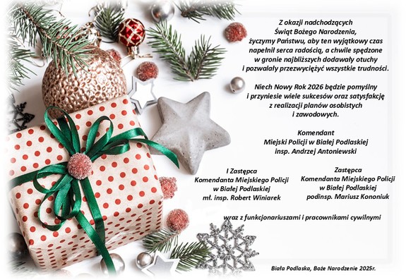 Życzenia Komendanta Miejskiego Policji w Białej Podlaskiej
