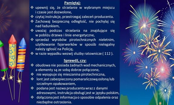 sylwestrowe porady. Informacje z grafiki znajdują się w treści komunikatu