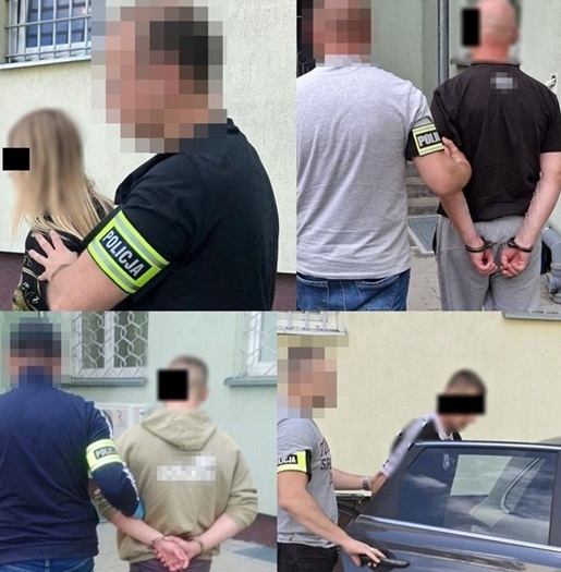 kolaż zdjęć policjantów i zatrzymanych osób