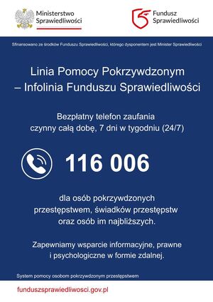 informacje dotyczące Ogólnopolskiej Linii Pomocy . Szczegóły na plakacie zawarte są także w treści komunikatu
