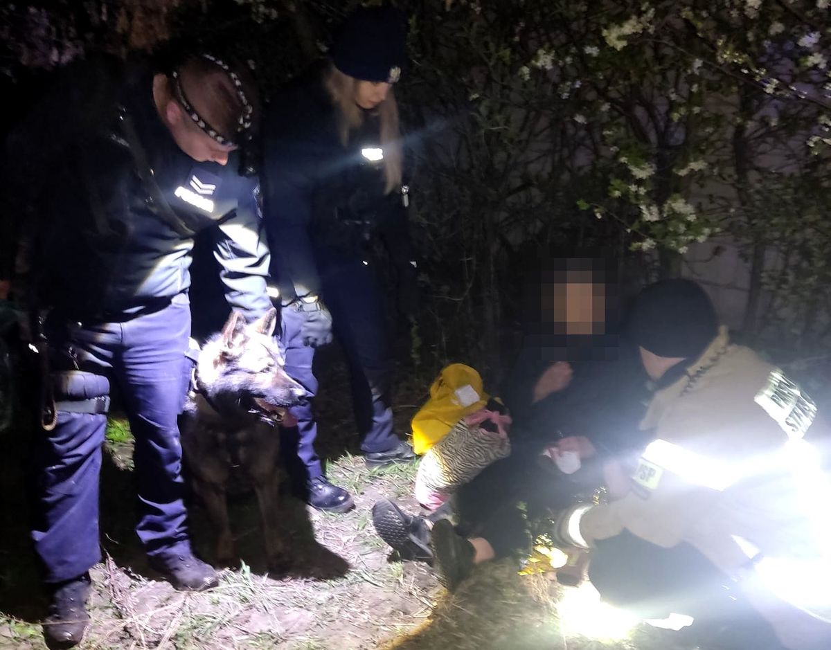 odnalezienie seniorki przez policyjnego psa 